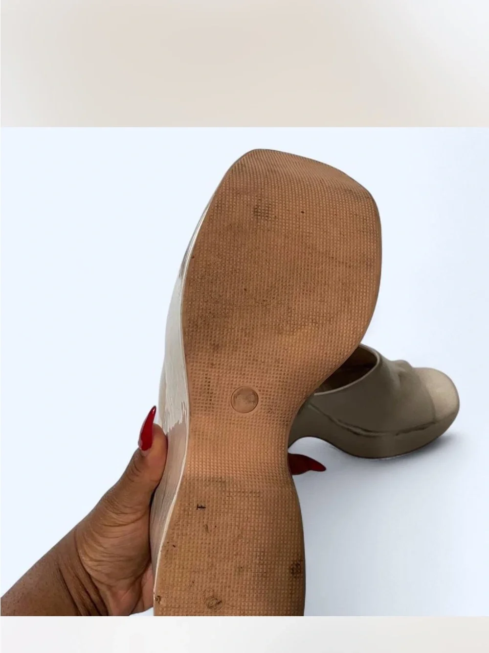 Nude Platform Wedge Slide Sandals size 11